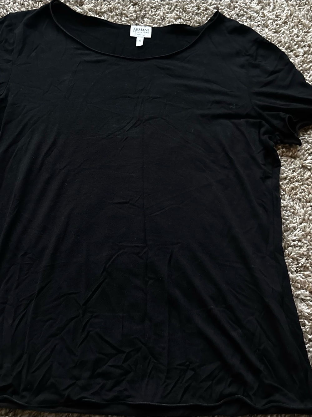 Armani Collezioni Black Short-Sleeve Crew T-Shirt italian